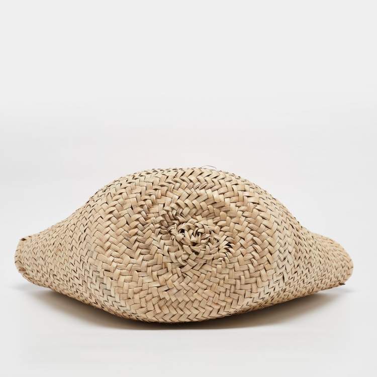 Pre Owned Christian Louboutin Orange/Beige Woven Raffia Loubishore Basket Bag
