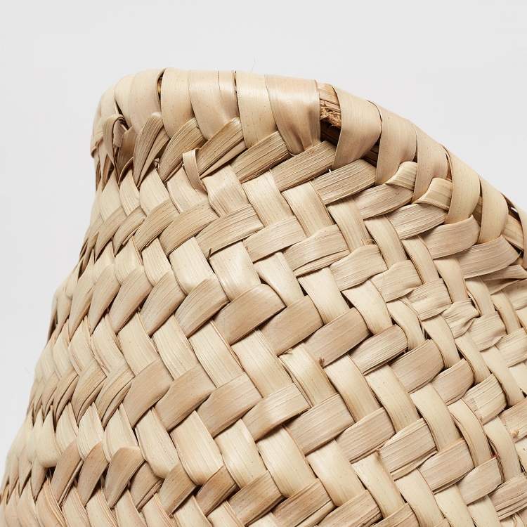 Pre Owned Christian Louboutin Orange/Beige Woven Raffia Loubishore Basket Bag