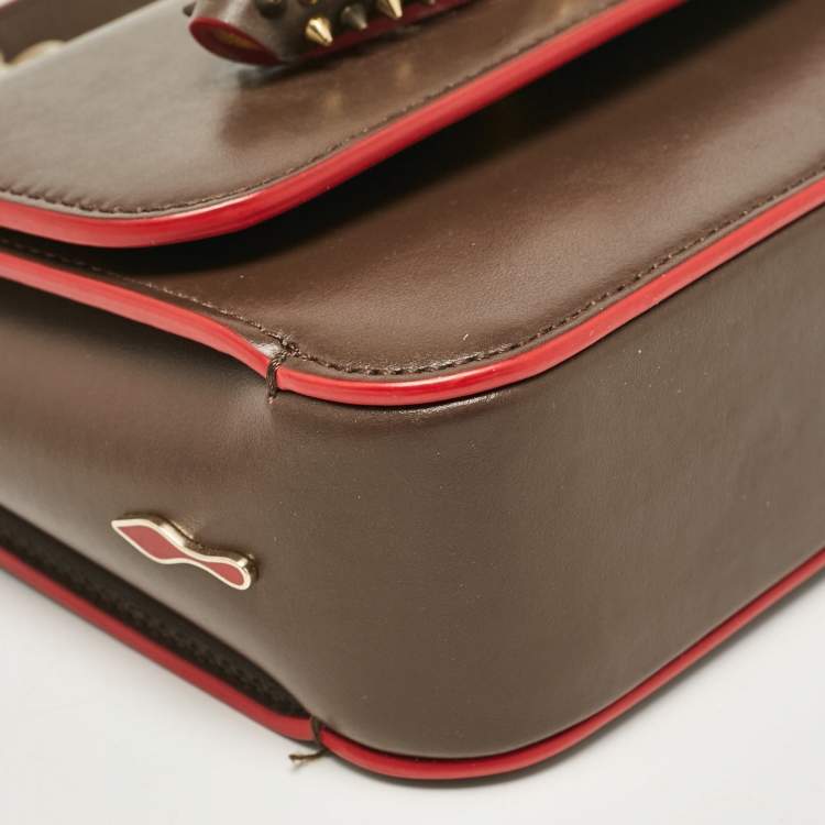 Pre Owned Christian Louboutin Brown Leather Spikes Sweet Charity Shoulder Bag