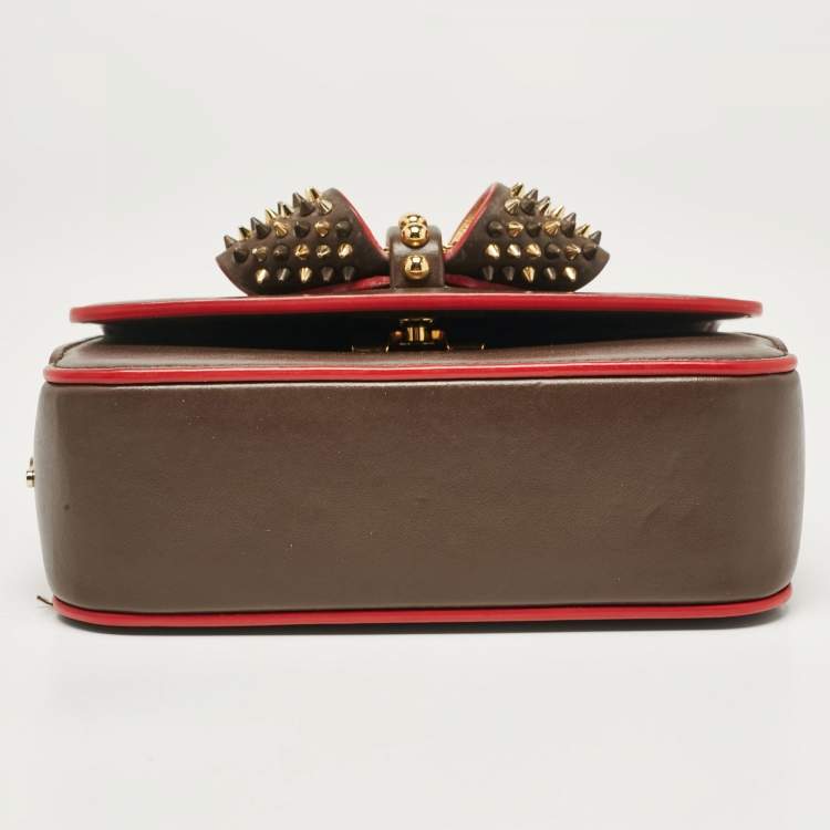 Pre Owned Christian Louboutin Brown Leather Spikes Sweet Charity Shoulder Bag