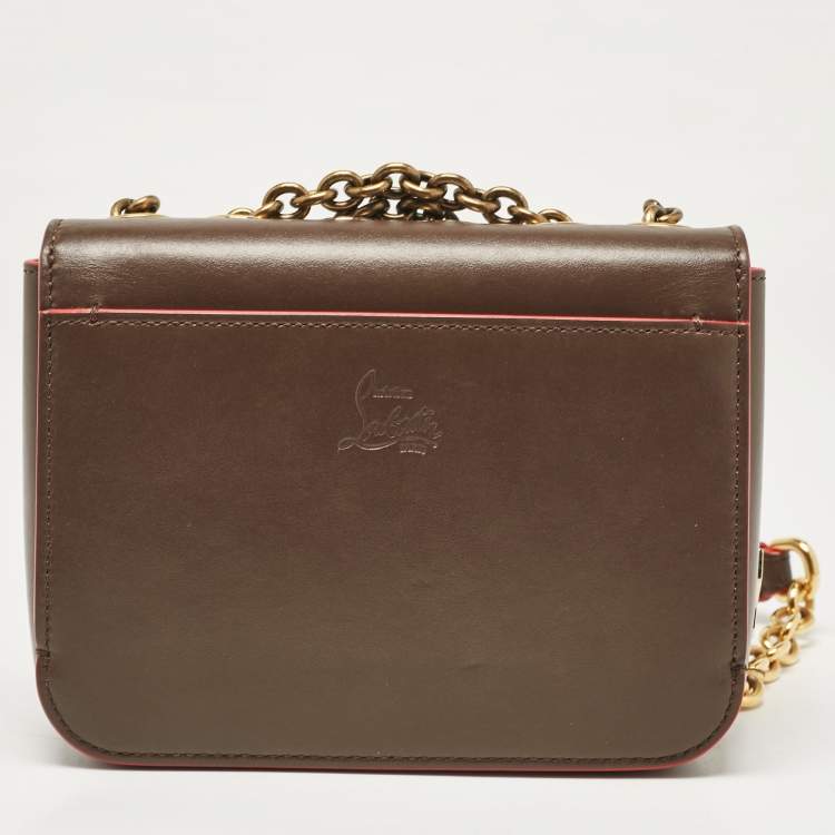 Pre Owned Christian Louboutin Brown Leather Spikes Sweet Charity Shoulder Bag