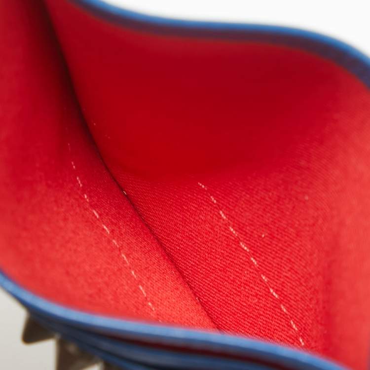 Pre Owned Christian Louboutin Blue Leather Kios Card Holder