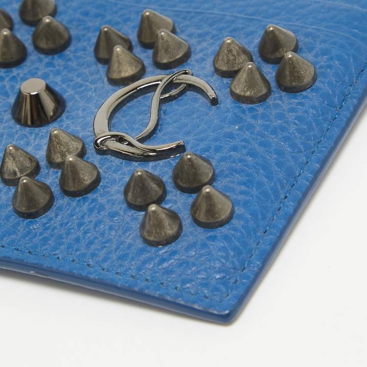 Pre Owned Christian Louboutin Blue Leather Kios Card Holder