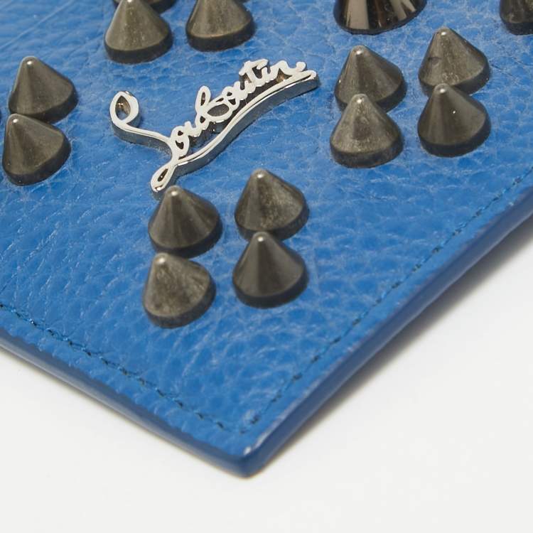 Pre Owned Christian Louboutin Blue Leather Kios Card Holder