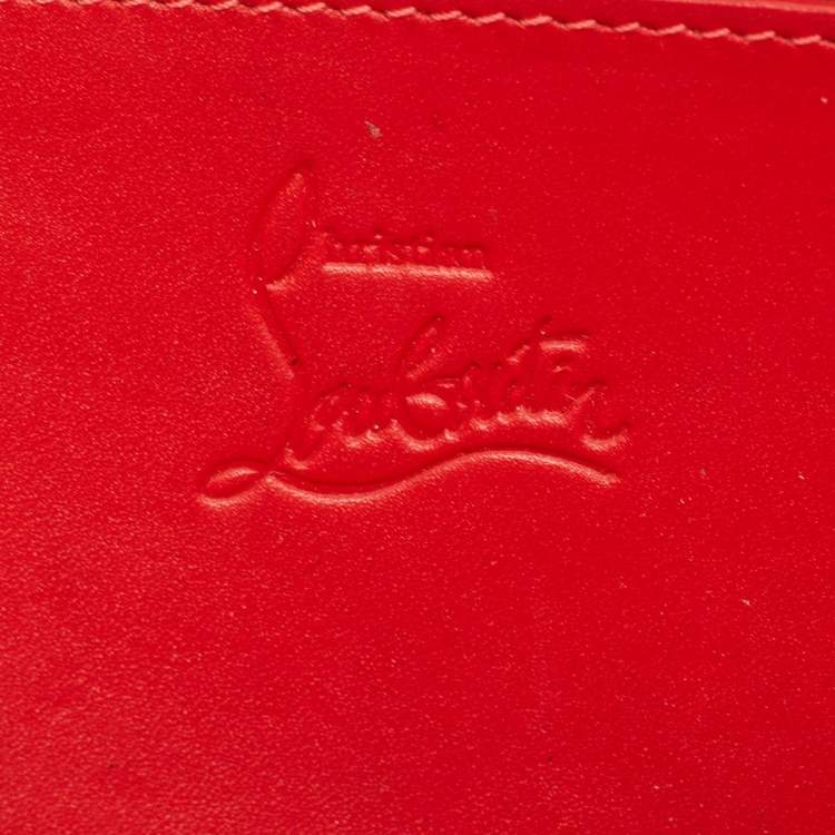 Pre Owned Christian Louboutin Green Leather Spike Studded Zip Continental Wallet