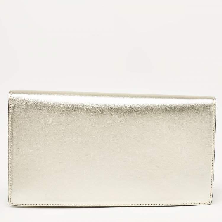 Pre Owned Christian Louboutin Gold Leather Loubi54 Clutch Bag