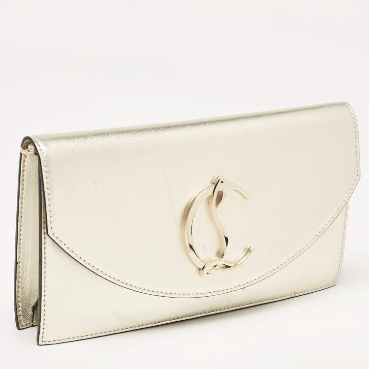 Pre Owned Christian Louboutin Gold Leather Loubi54 Clutch Bag