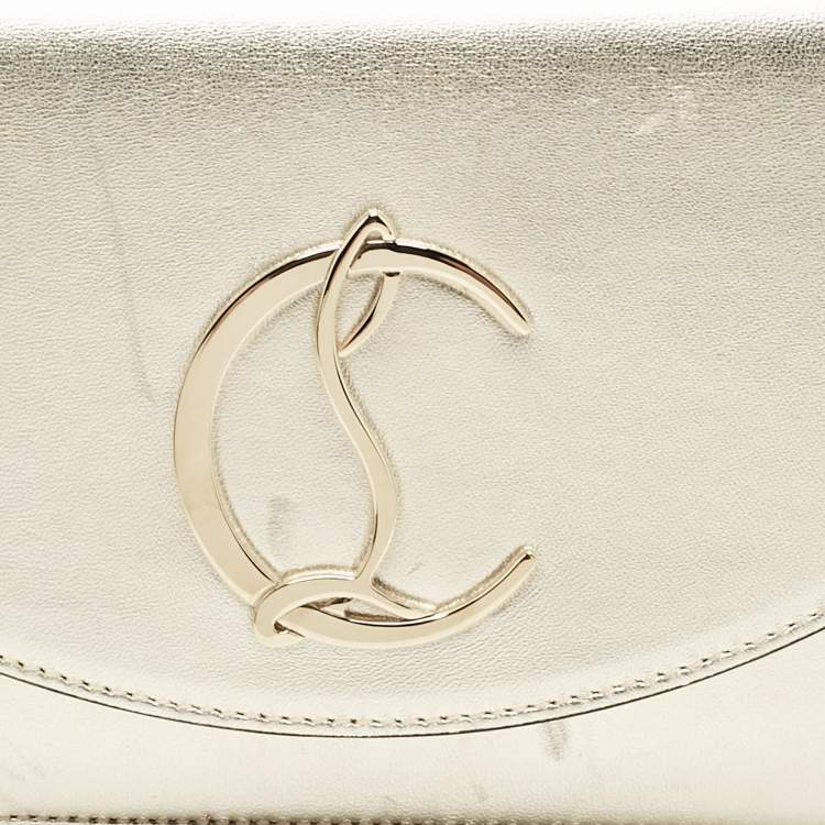 Pre Owned Christian Louboutin Gold Leather Loubi54 Clutch Bag