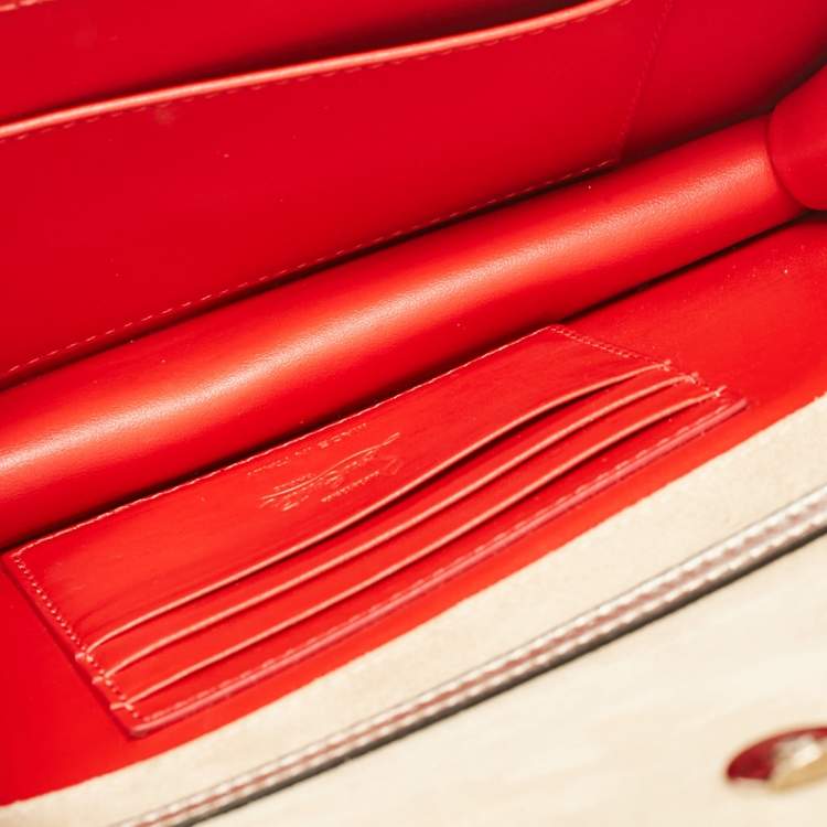 Pre Owned Christian Louboutin Gold Leather Loubi54 Clutch Bag