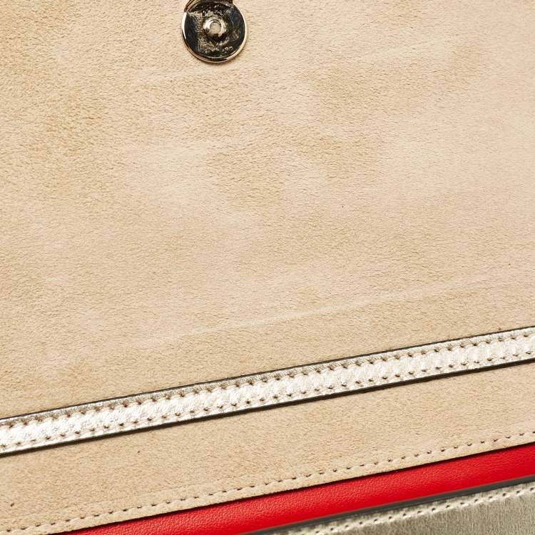 Pre Owned Christian Louboutin Gold Leather Loubi54 Clutch Bag