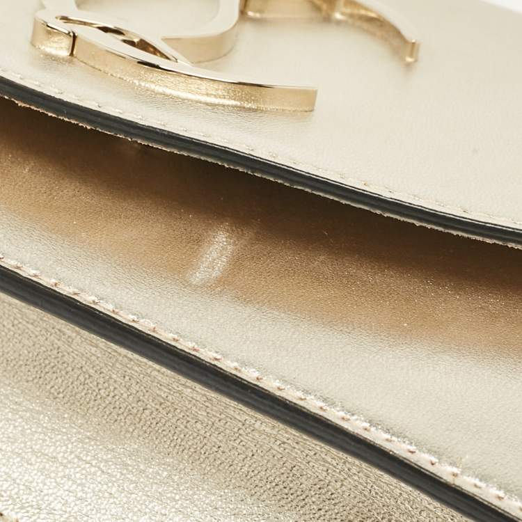 Pre Owned Christian Louboutin Gold Leather Loubi54 Clutch Bag