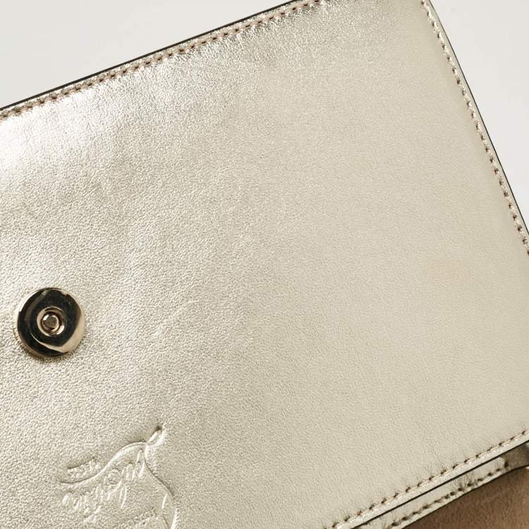 Pre Owned Christian Louboutin Gold Leather Loubi54 Clutch Bag