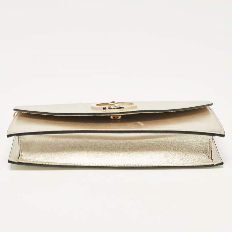 Pre Owned Christian Louboutin Gold Leather Loubi54 Clutch Bag
