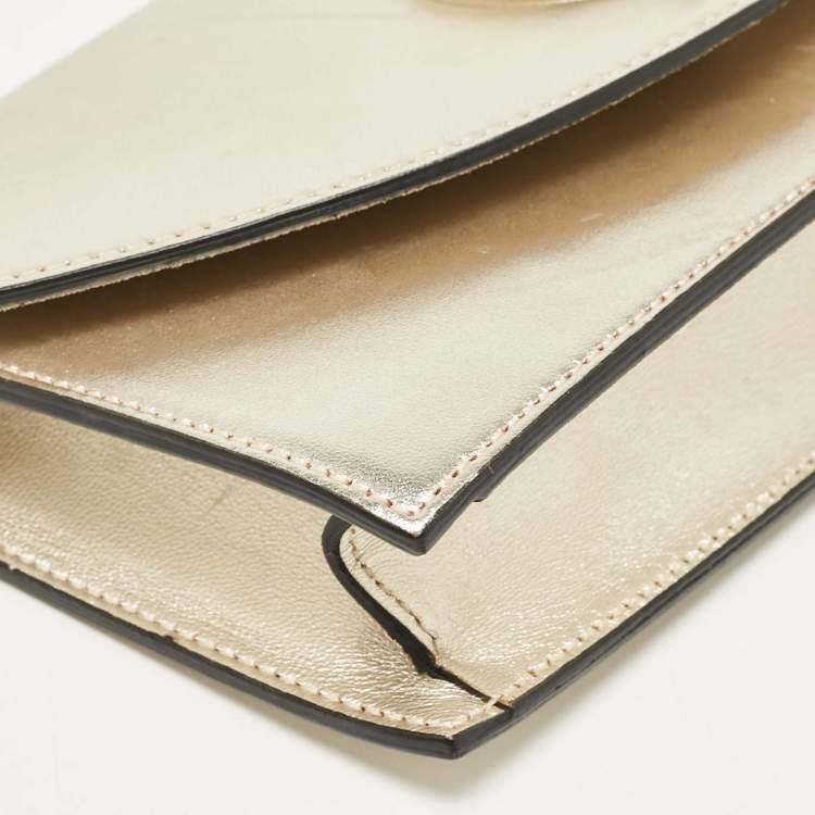 Pre Owned Christian Louboutin Gold Leather Loubi54 Clutch Bag