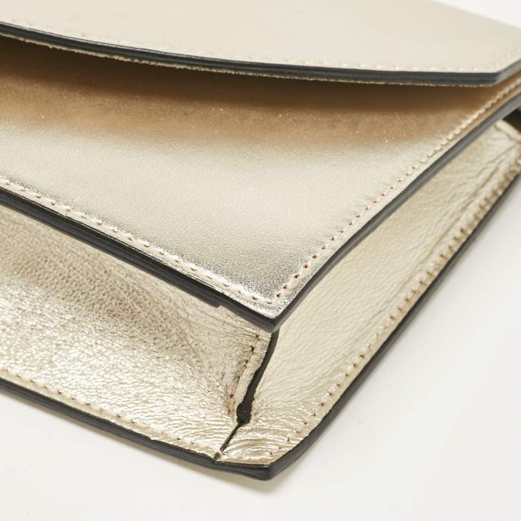 Pre Owned Christian Louboutin Gold Leather Loubi54 Clutch Bag