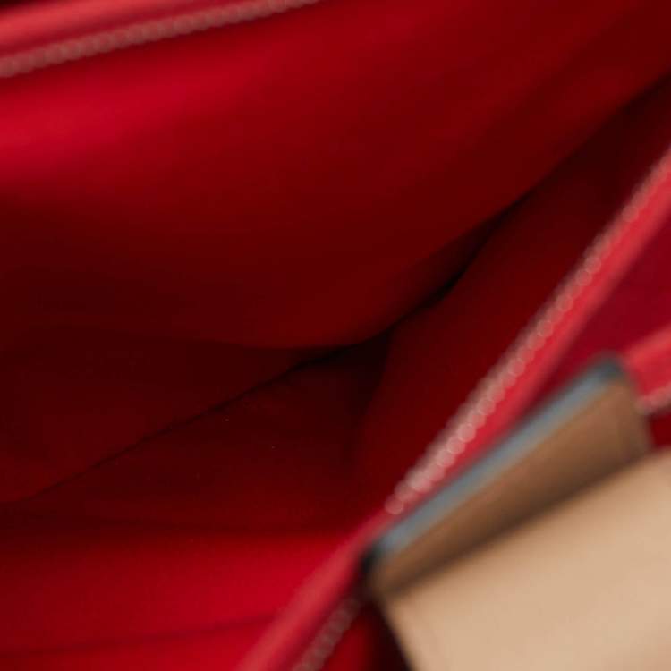 Pre Owned Christian Louboutin Beige/Blue Leather Large Mexinodo Beaded Paloma Tote