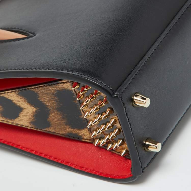 Pre Owned Christian Louboutin Black Leather Nano 2Way Spike Paloma Tote