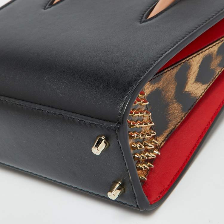 Pre Owned Christian Louboutin Black Leather Nano 2Way Spike Paloma Tote
