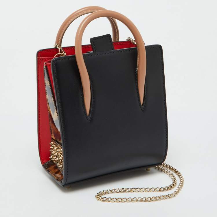 Pre Owned Christian Louboutin Black Leather Nano 2Way Spike Paloma Tote