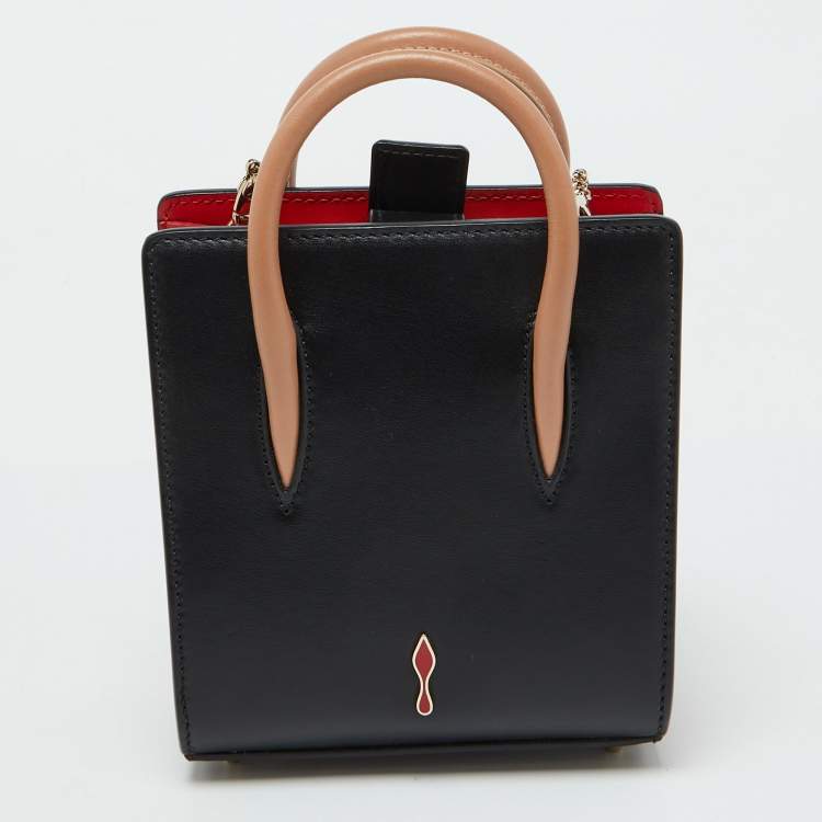 Pre Owned Christian Louboutin Black Leather Nano 2Way Spike Paloma Tote
