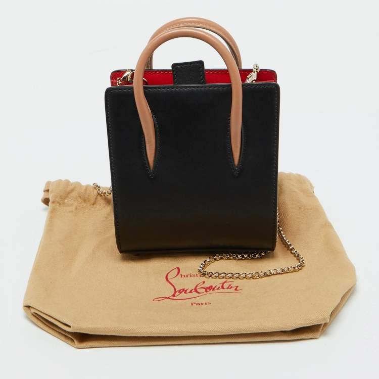 Pre Owned Christian Louboutin Black Leather Nano 2Way Spike Paloma Tote