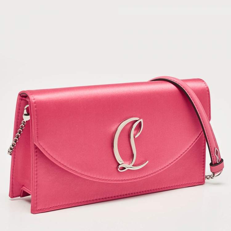 Pre Owned Christian Louboutin Pink Satin Loubi154 Clutch Bag