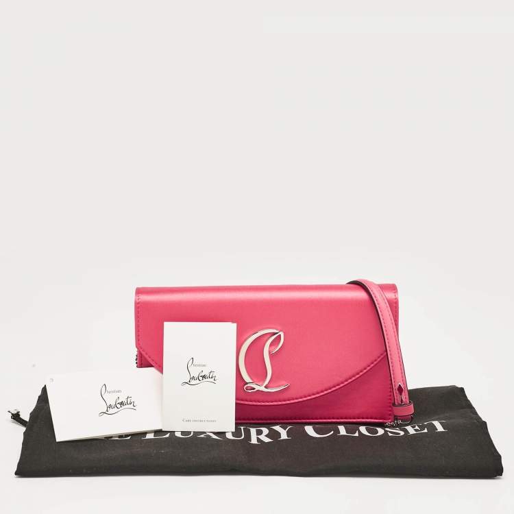 Pre Owned Christian Louboutin Pink Satin Loubi154 Clutch Bag