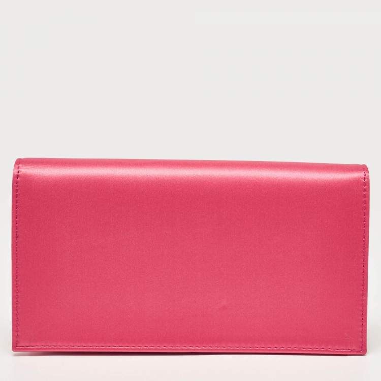 Pre Owned Christian Louboutin Pink Satin Loubi154 Clutch Bag