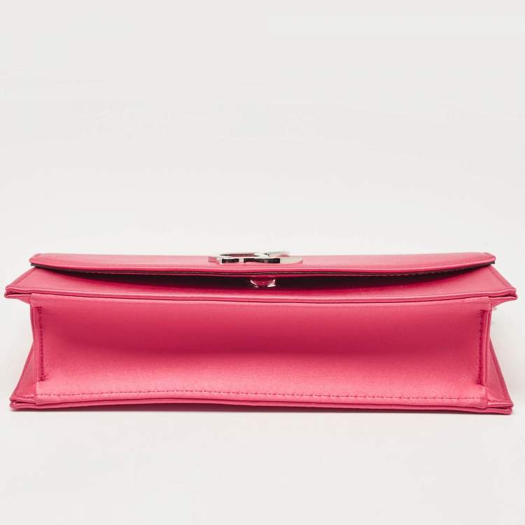Pre Owned Christian Louboutin Pink Satin Loubi154 Clutch Bag