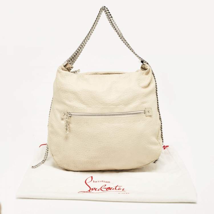 Pre Owned Christian Louboutin Cream Leather Mariana Hobo