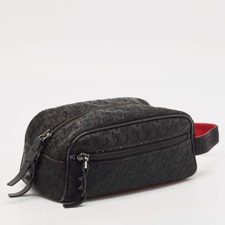 Pre Owned Christian Louboutin Black Textured Rubber Blaster Toiletry Pouch