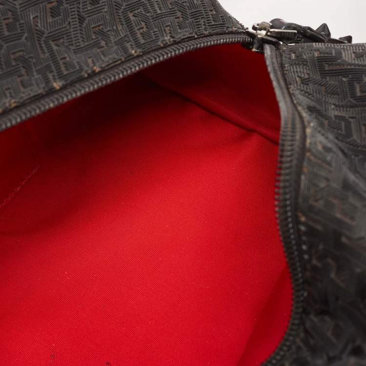 Pre Owned Christian Louboutin Black Textured Rubber Blaster Toiletry Pouch