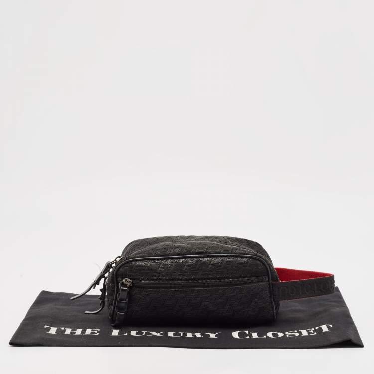 Pre Owned Christian Louboutin Black Textured Rubber Blaster Toiletry Pouch