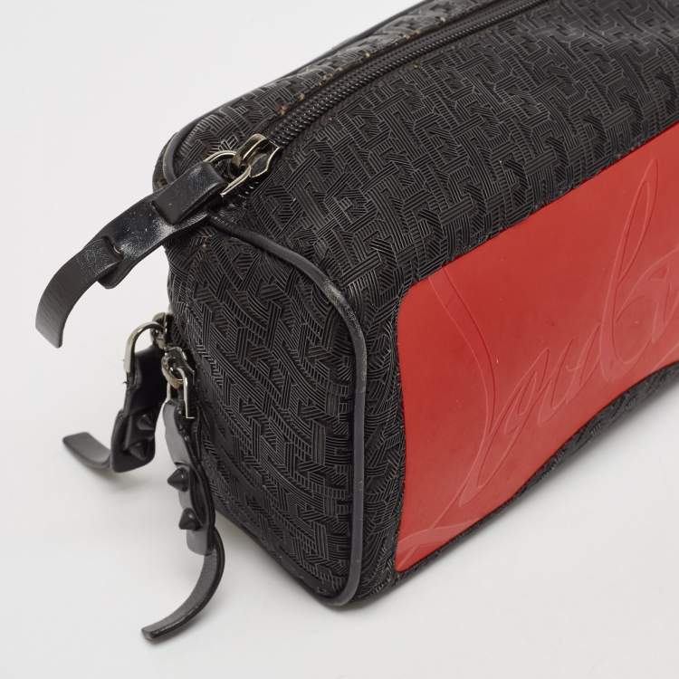 Pre Owned Christian Louboutin Black Textured Rubber Blaster Toiletry Pouch