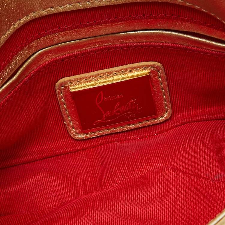 مملوكة مسبقًا Christian Louboutin Gold Leather Mini Spiked Sweet Charity Crossbody Bag