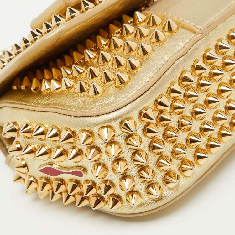 مملوكة مسبقً�ا Christian Louboutin Gold Leather Mini Spiked Sweet Charity Crossbody Bag