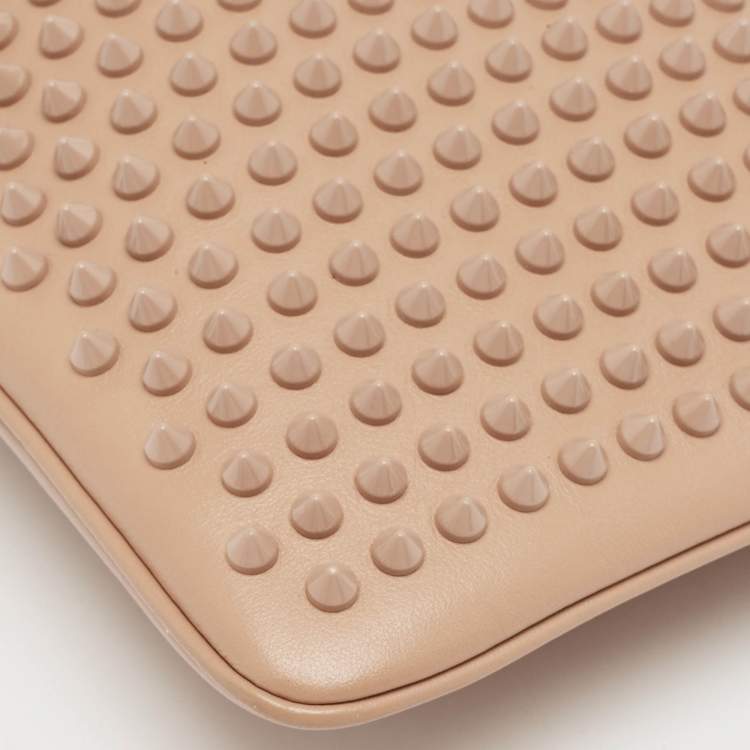 Pre Owned Christian Louboutin Beige Leather Spike Clutch Bag