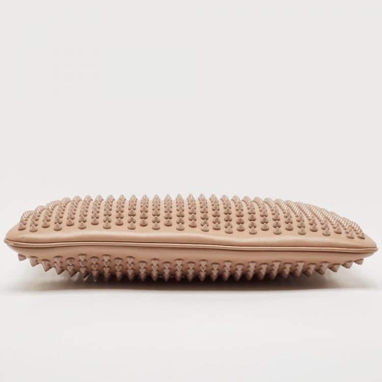 Pre Owned Christian Louboutin Beige Leather Spike Clutch Bag