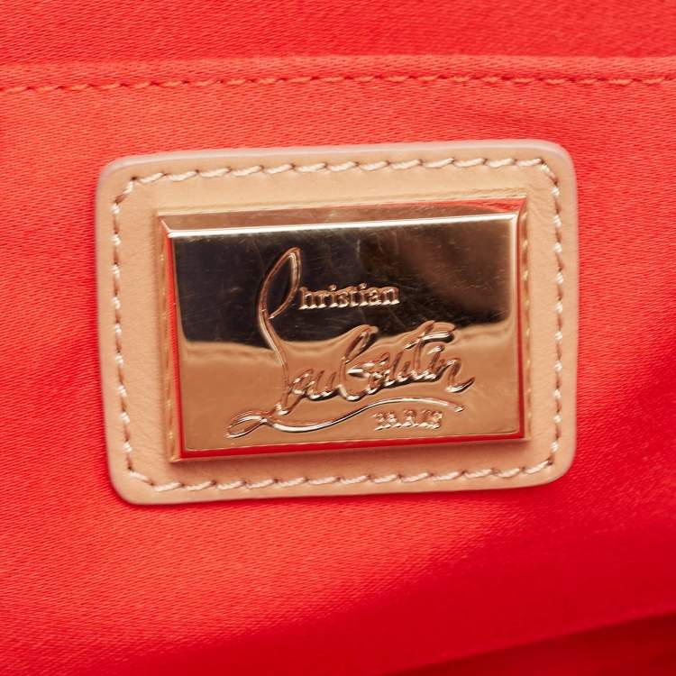 Pre Owned Christian Louboutin Beige Leather Spike Clutch Bag