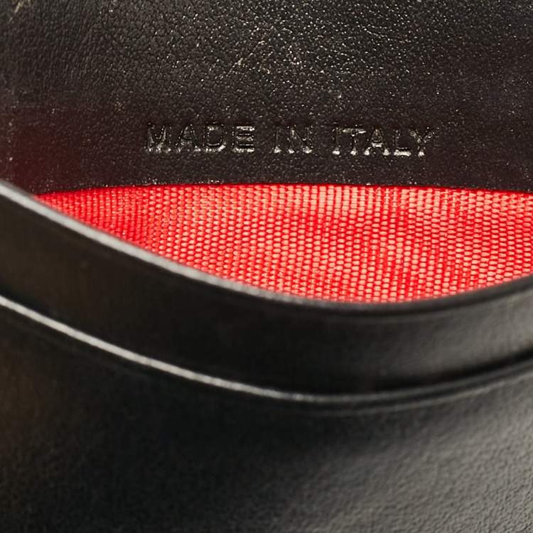 Pre Owned Christian Louboutin Black Leather Spike Kios Card Holder