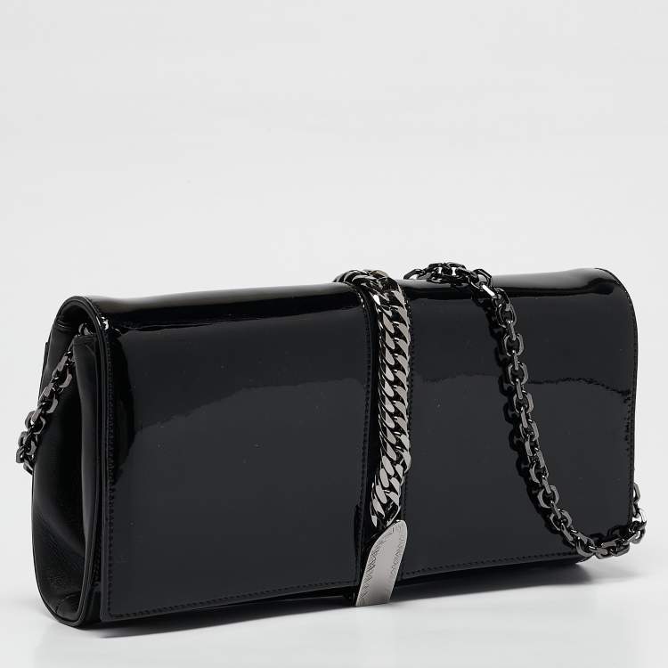 Pre Owned Christian Louboutin Black Patent Leather Catalina Clutch