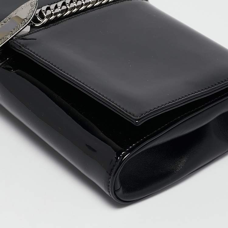 Pre Owned Christian Louboutin Black Patent Leather Catalina Clutch