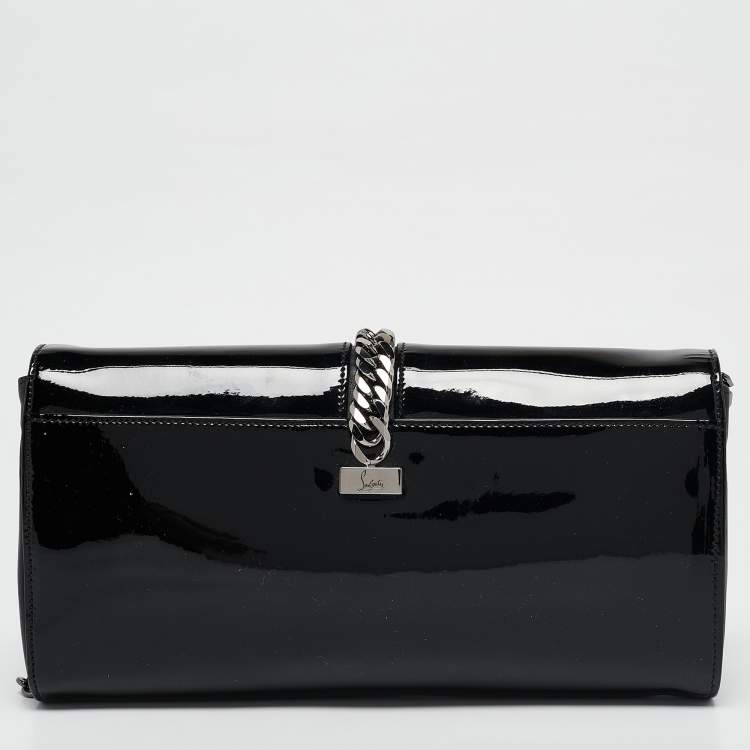 Pre Owned Christian Louboutin Black Patent Leather Catalina Clutch