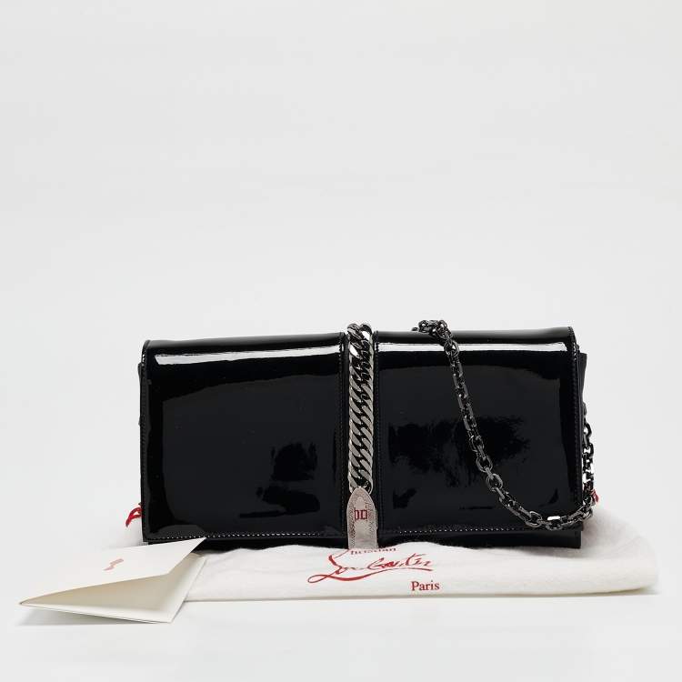 Pre Owned Christian Louboutin Black Patent Leather Catalina Clutch