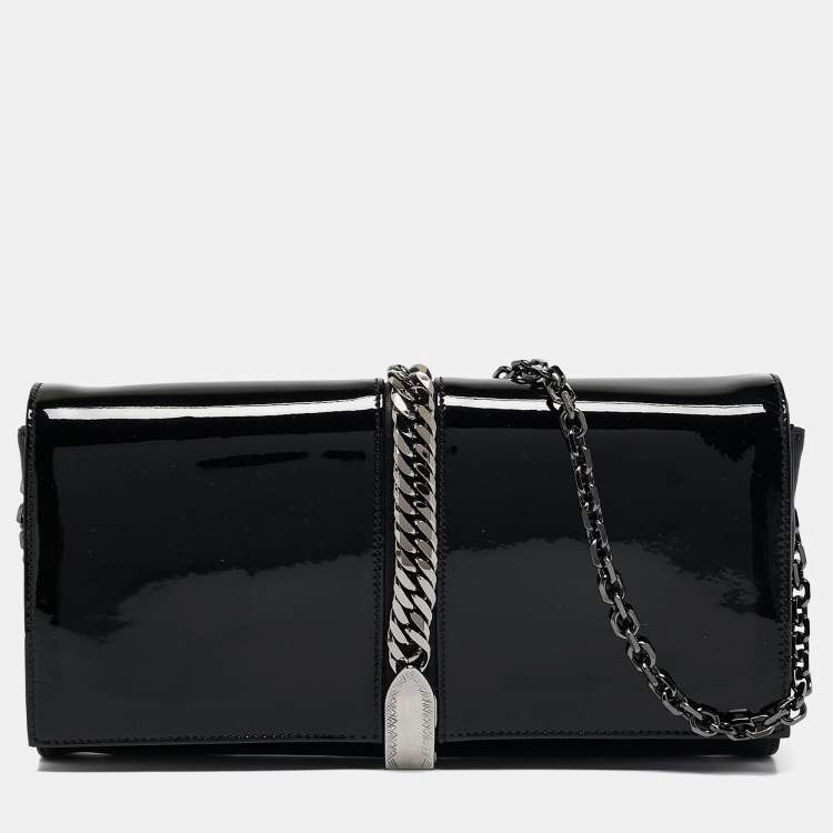 Pre Owned Christian Louboutin Black Patent Leather Catalina Clutch