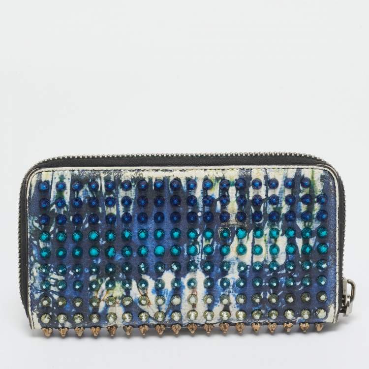 Pre Owned Christian Louboutin Multicolor Leather Panettone Spikes  Zip Around Wallet
