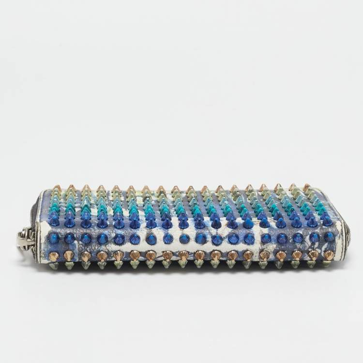 Pre Owned Christian Louboutin Multicolor Leather Panettone Spikes  Zip Around Wallet
