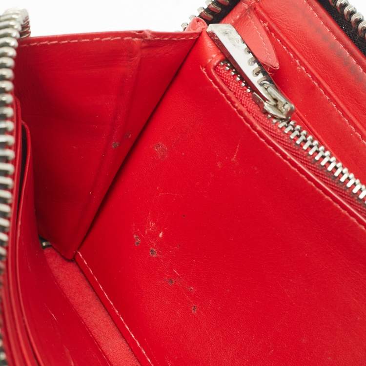 Pre Owned Christian Louboutin Multicolor Leather Panettone Spikes  Zip Around Wallet