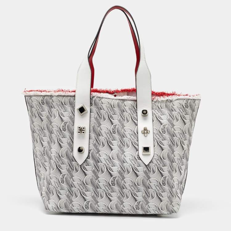 Pre Owned Christian Louboutin White Toile Monogram Coated Canvas and Leather Cabata Tote
