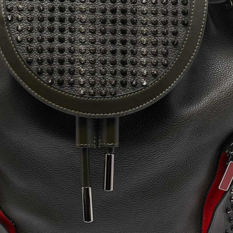 Pre Owned Christian Louboutin Olive Green/BlackLeather and Rubber Explorafunk Backpack